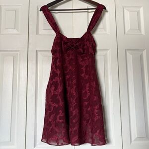 Vintage Victoria's Secret Gold Label Sheer Burgundy Floral Slip Chemise Lingerie